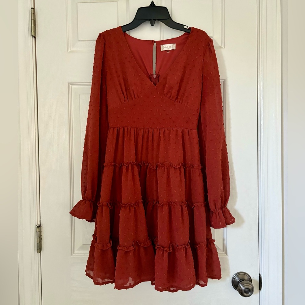 Altar’d State red long sleeve mini dress